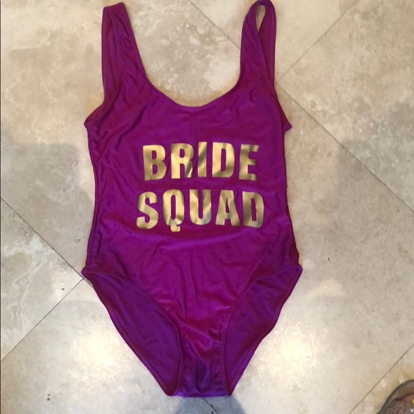 bride squad swimsuit pink